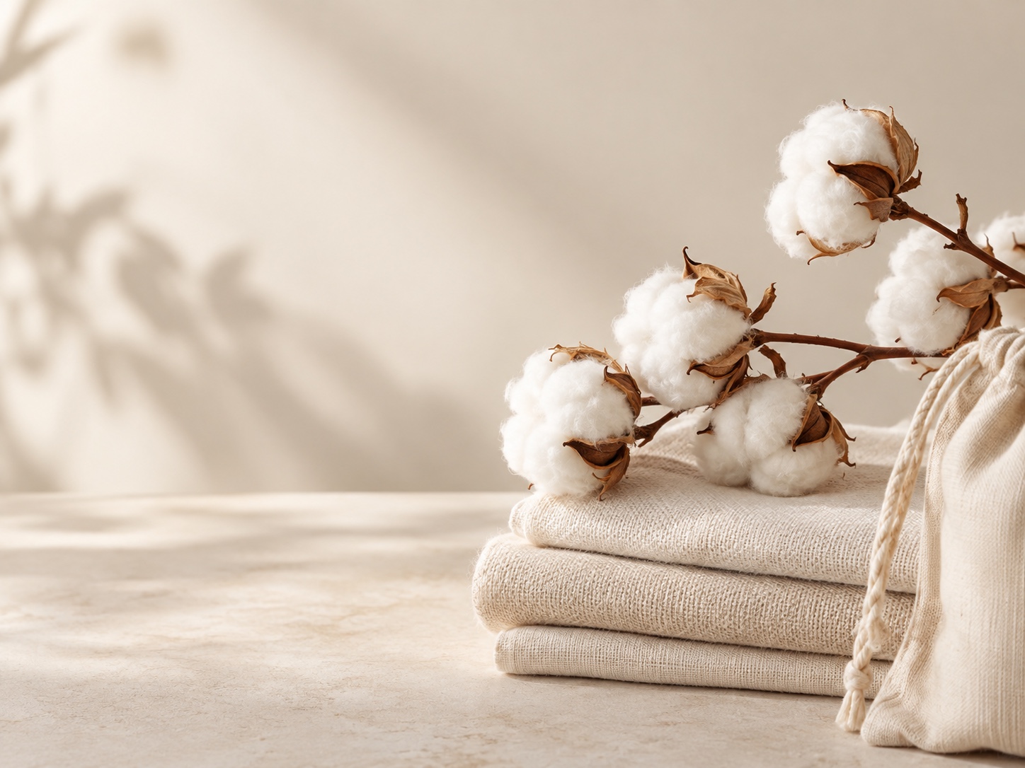 Natural cotton and folded cotton textiles used in MSA Apotheca packaging